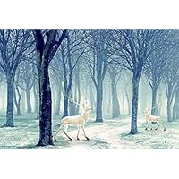Yingxin34 Elk in The Fog The Wooden Puzzle Version Jigsaw Puzzle White Card Adult Children