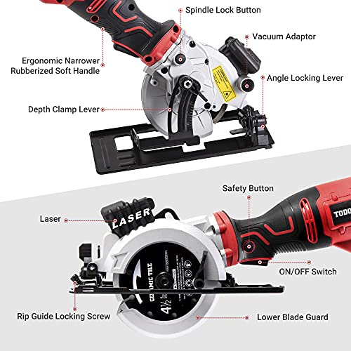 TODOCOPE Mini Circular Saw with 8 pcs 4 1/2" circular saw blades, 5