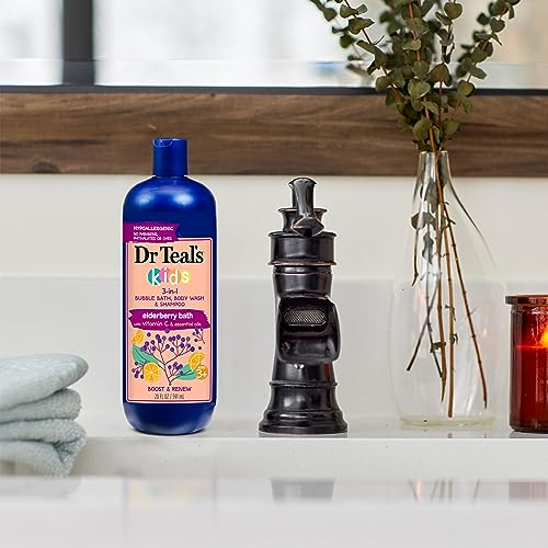 DR TEAL’S KIDS 3-IN-1 BUBBLE BATH, BODY WASH & SHAMPOO, BOOST & RENEW ELDERBERRY WITH VITAMIN C, 20 FL OZ. (PACK OF 3)
