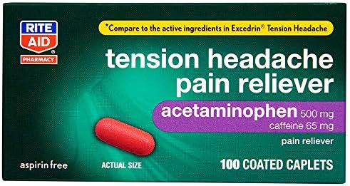 Amazon Com Rite Aid Tension Headache Pain Reliever Acetaminophen 500 Mg 100 Coated Caplets Tension Headache Relief Aspirin Free Pain Relief Pills Extra Strength Migraine Relief No Headache Pain