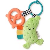 Itzy Ritzy Baby Teething Toy with Lovey, Infant Toy for 0+ Months (Pickle) | Crinkle Sound, Textured Ribbons &amp; Silicone Teether Toy for Newborn, Encourages Sensory Play, Exploration &amp; Teething Relief