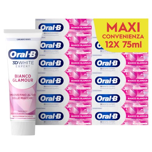 Oral-B Dentifricio Sbiancante 3D White Expert Bianco Glamour, 12x75