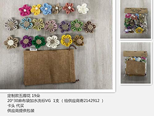 VGoodall 19 PCS Burlap Flowers Jute Flowers 4 Styles Natural Handmade Rustic Flower for Christmas Birthday Party Wedding Home Embellishment DIY Crafts