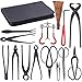 Yescom 14 Pcs Bonsai Tool Kit Carbon Steel Shear Cutter Scissor Brush Roll Wire Plant Gardening Nylon Case