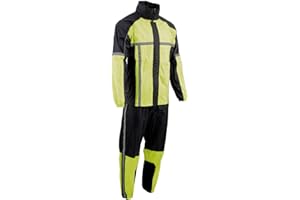 Milwaukee Leather MPM9510 Men's Black Water-Resistant Motorcycle Rain Suit with Hi Vis Reflective Tape