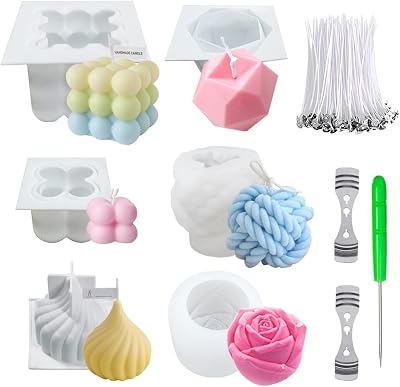 NICAVKIT 6Pcs Silicone Candle Molds Set for DIY Scented Candles