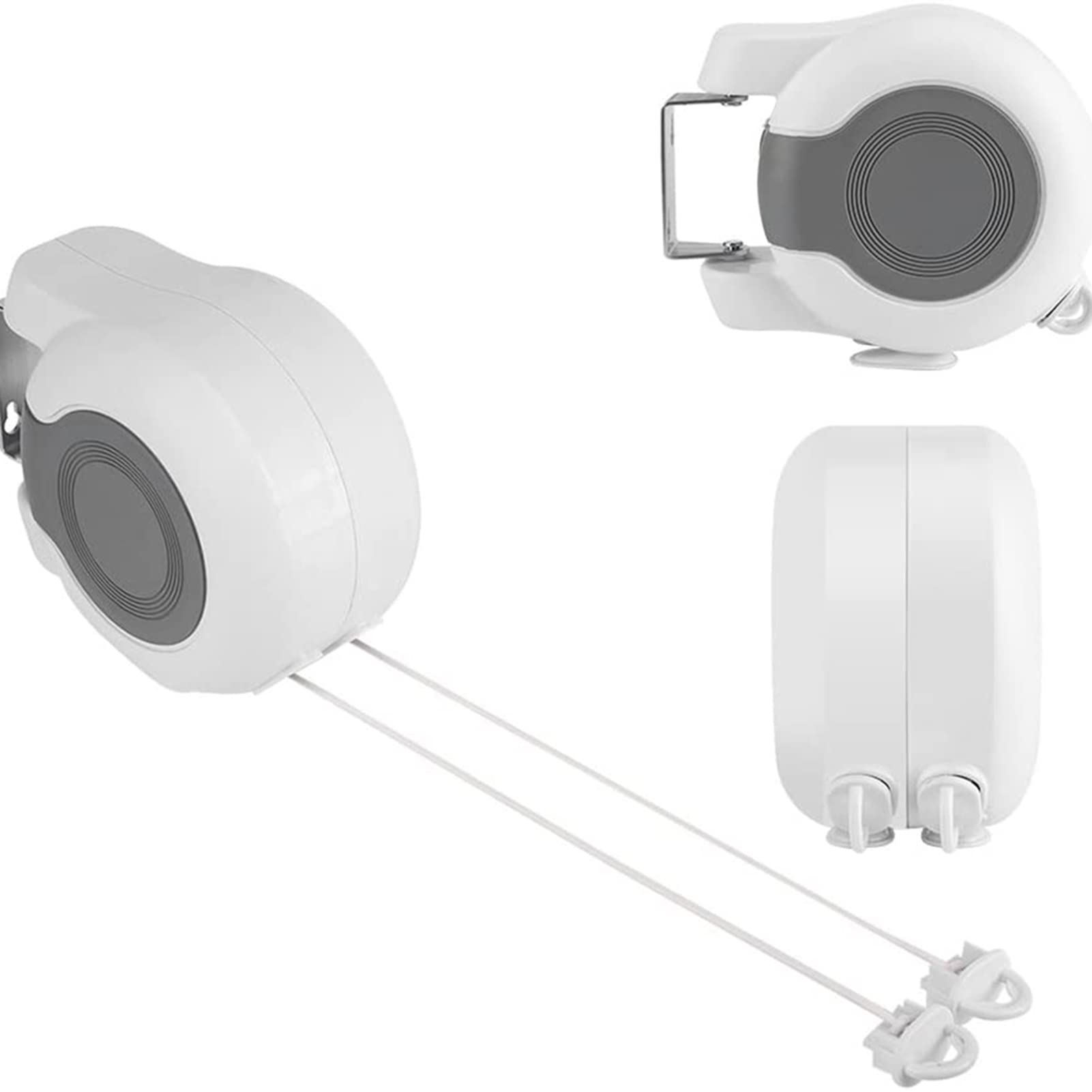 Ejoyous 2 Way Retractable Washing Line, Wall Mounted Retractable Washing Line Airer Double Telescoping Washing Line, Automatic Retractable Laundry Drying Line Clothes Line for Indoor Outdoor Use