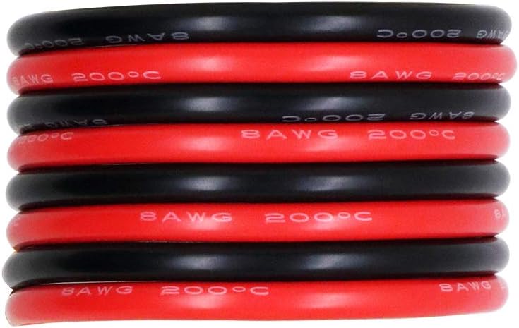 UTUO Silicone Wire 8 AWG [6ft Total,3 ft Red and 3 ft Black] Red Black 200℃ 600V High Temperature Resistant Tinned Copper Soft Flexible Wire