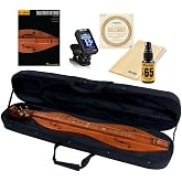 Applecreek Mountain Dulcimer 4-String Solid Cherry Hourglass Body with Instrument Alley, Case, Book, True Tune Tuner, Strings, Polish Kit, Bundle ACD200K - Made in Romania