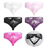 YiZYiF Men's Flower Lace Criss-Crossing Briefs Sissy Pouch Cheeky Panties