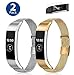 (2 Pack) F.R Compatible with Fitbit Alta HR Bands, Adjustable Fitbit Alta Accessories Replacement Bands Metal Wristband Band Strap w/Magnetic Closure Clasp for Alta HR/Alta, 2X Screen Protector As G