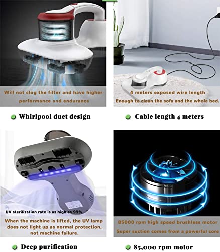 XaiDieMace Bed Vacuum Cleaner with 12KPa Powerful Suction Upgraded Handheld Vacuum Cleaner for Bed Sheet Pillow Couch