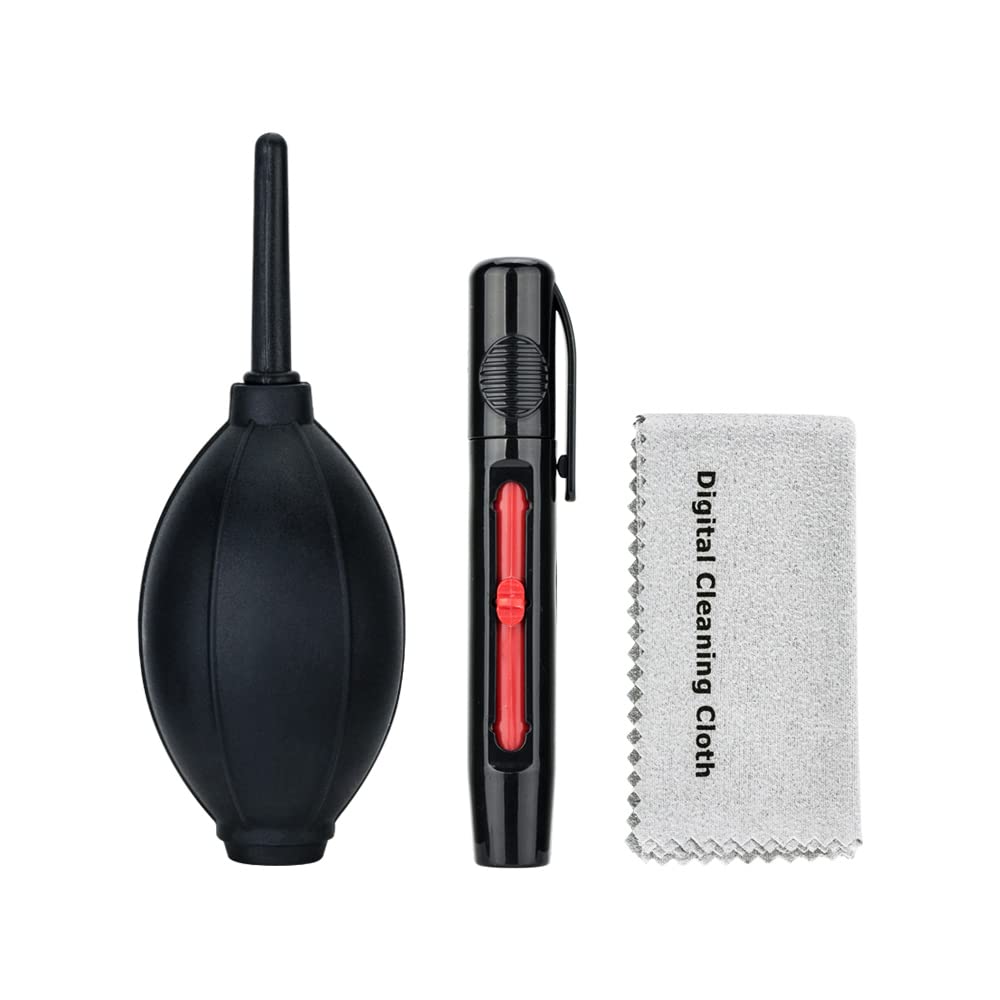 3-in-1 Cleaning Kit for Mirrorless & DSLR Camera including 1 x Lens Cleaning Pen with Retractable Soft Brush/ 1 x Silicone Tip Air Blower/ 1 x Microfiber Cleaning Cloth