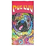 Dean Russo Pug Luv Cotton Beach Towel
