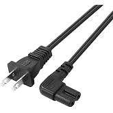 VSEER Universal 2 Prong Power Cord 1 Feet - NEMA 1-15P to IEC320 C7 Figure 8 Shotgun Connector AC Power Supply Cable Wire Socket Plug Jack Right Angle Replacement Black (1FT)