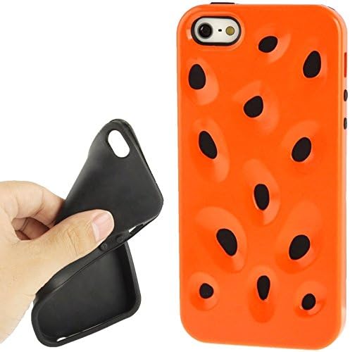 iPhone Case Cover Hollow Watermelon Style Plastic + Black Silicone Combination soft case rubber skin cover case for iPhone 5 &amp;5s &amp;SE WKKIT ( Color : Orange )