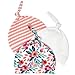 Tot Spot Baby Newborn Baby Hat/Beanie/Cap with Knot for Boys Girls 0-6 Months 100% Pure Organic Cotton GOTS Certified for Autumn Winter Summer ((Pack 3) Redish Orange, Floral, White)