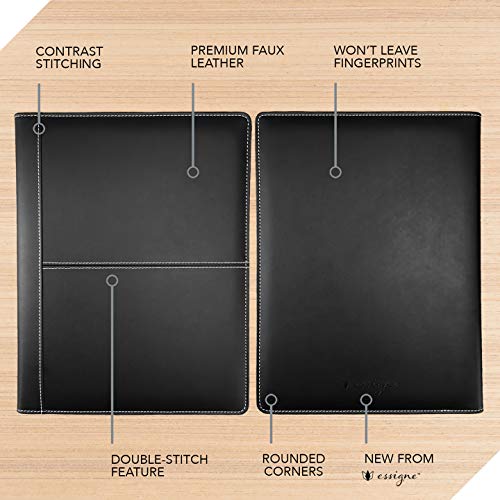 Classic Business Padfolio/Portfolio Folder by essigne - Duo Tone Black & Ivory Notepad Holder/Resume Folder - Perfect for Meetings & Interviews - the Essential Padfolio for Women Doing Business Today