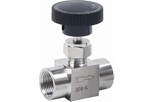 THSGIVINGSTORE 1/8 1/4 3/8 1/2 Inch G Valves 304 Stainless Steel G Female Needle for Valve Flow Control Water Gas Oil,Ferrule Straight-Through Female Needle Valve,Control Needle Valve