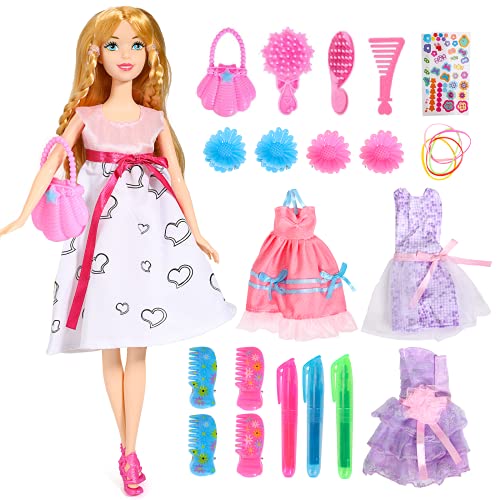 Fashion Princess Doll Playset Dress Up Kit Gift Toys with Accessories