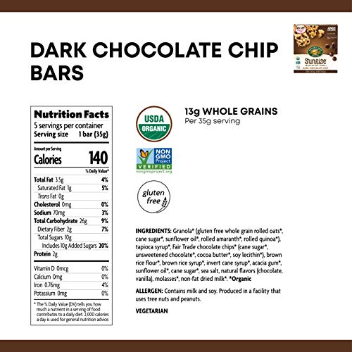 Nature's Path Organic Gluten Free Chewy Granola Bars, Dark Chocolate Chip, 6.2 Ounce Box - Thumbnail 5