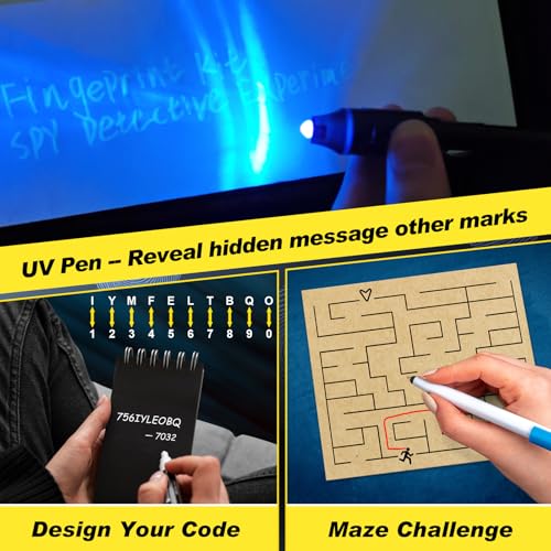 UNGLINGA Kids Spy Kit Detective Set Over 20 Activities - Fingerprint Toys Gifts for 4 5 6 7 8 9 10 11 12 Years Old Boys Girls Science Experiments