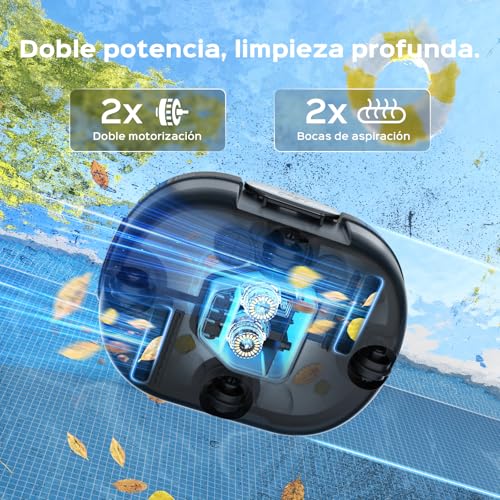 S1PRO (2026 Upgrade) Robot de Piscina, 120 Min de Autonomía Robot Limpiafondos Piscina Sin Cable con Doble Motor, Autoaparcable, para Piscinas de Fondo Plano 95m², Blanco Negro