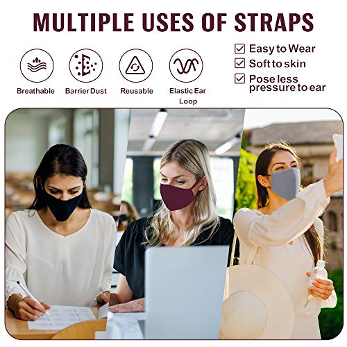 Cloth Face Mask Washable, Reusable Cotton Face Masks Adjustable for Women Adult Men, Unisex Face Coverings - Breathable Comfortable No Fog Colored Mask 3 Pack - Black, Gray, Burgundy