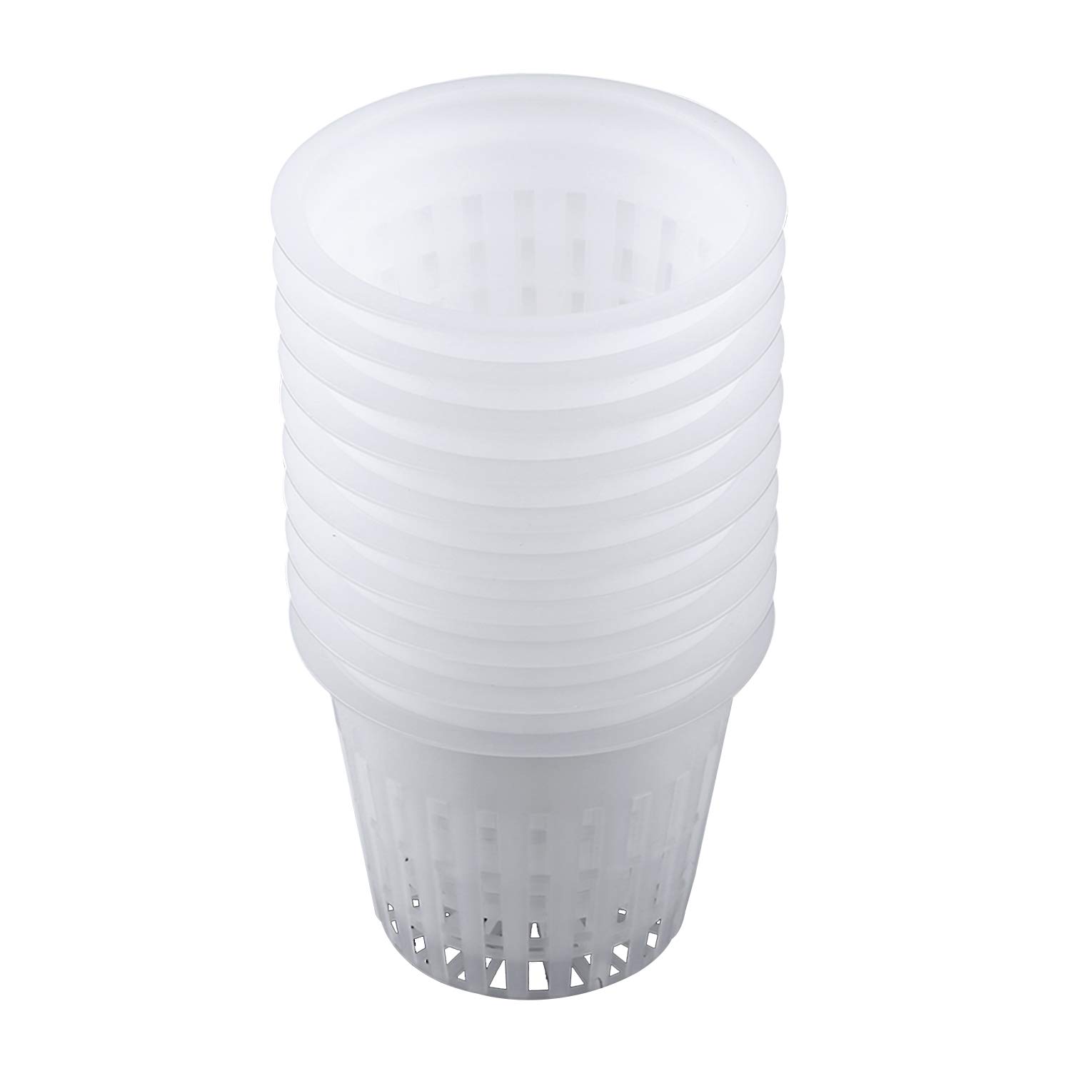 Yosoo Hydroponic Planting Mesh Pot Net, Pack of 10 Plastic Basket Garden Plant Grow Cup (White)