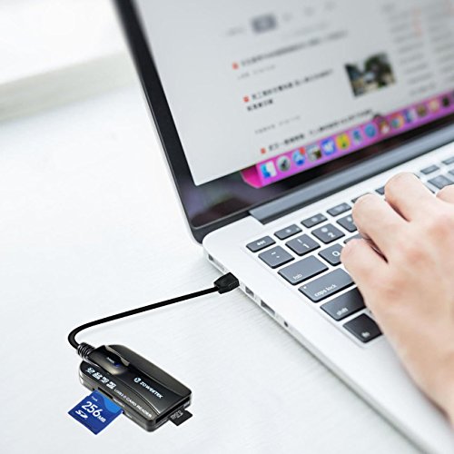 Zoweetek 3.0 USB 4-Slots SD Memory Card Reader with Dual SD Ports & Dual Micro SD Ports for SD, SDHC, SDXC, Micro SD/T-flash, MMC, Micro SDHC and Micro SDXC