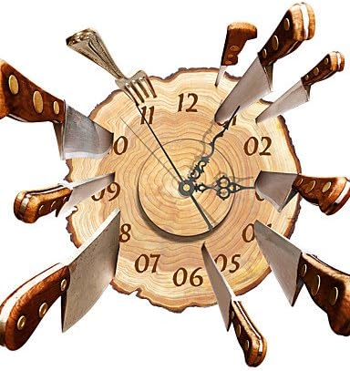 PAG Morden Design 3D Effect Chopping Board Pattern Clock Sticker 16.18*14.96 in