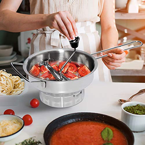 Bezrat Stainless Steel 2-Quart Food 3 Discs | Kitchen Mill for Mashing, Straining & Grating Fruits & Vegetables | Easy to Clean & Durable Quality, 17 x 9 x 5.2 inches Silver