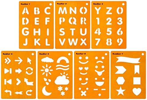 Bullet Journal Accessories Wooden Planner Stencil Wooden Sets with Different Patterns for Journal,Notebook,Diary,Scrapbook,Art Craft Projects,Schedule Book DIY Drawing Templates,7 Pieces