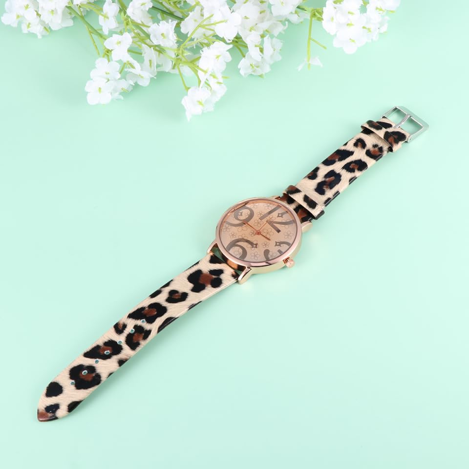 SAFIGLE Damenuhr Leopardenmuster：Damen Armbanduhr Uhr Damen Pu Leder Armbanduhr Mit Quarzwerk Und Ziffernblatt FüR Frauen Elegantes Design Perfektes FüR Besondere AnläSse