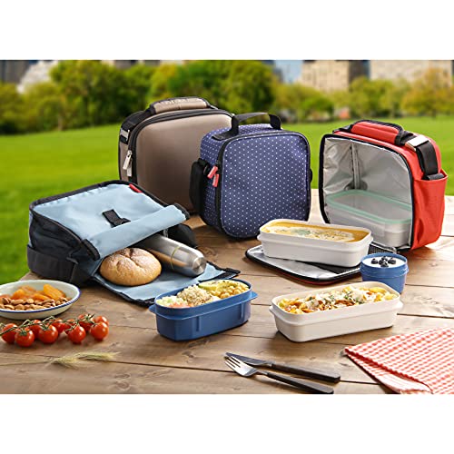 Borsa Termica Porta Pranzo Impermeabile - Urban Food Casual 3L | 4 Contenitori: 2x0,5L + 2x0,2L | Triplo Strato Isolante | Corpo Semirigido | Tasca Interna | 22,5x10x22 cm, Nero