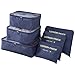 6 Sets Packing Cubes Set for Travel-Compression Travel Luggage Organizer-Travel Clothe Storage Bag-Travel Mesh Pouch-Travel Packing Organizer-Clothing Sorting Package- Travel Shoe Bag (Navy)