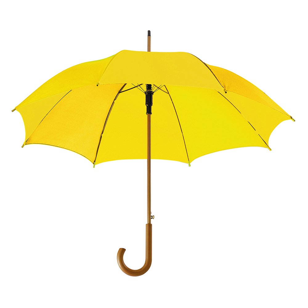 eBuyGB Automatic Opening Classic Wooden Crook Handle Large Umbrella Rainproof for Men and Women Umbrella Windproof Strong - Yellow 41.5 Inch / 105cm Span 90cm Length