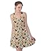 CowCow Womens Thanksgiving Dress Vintage Autumn Floral with Turkey Short Sleeve V-Neck Flare Dress, XS-5XL