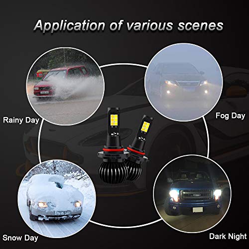 Viesyled Dual Color 9005 9006 HB3 HB4 LED Fog Light Bulbs,Ultra Bright 70W 5000LM 3030SMD Fog Light 6000K White/3000K Yellow Car DRL Fog Light Bulb lamps Replacment - Thumbnail 5