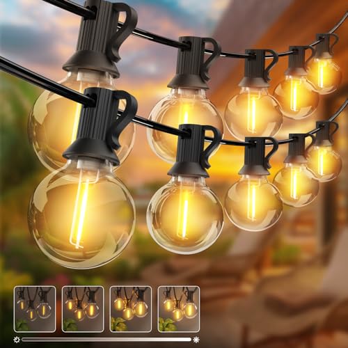 kolpop 2 Pack Outdoor String Lights 76FT/23M, [Dimmable & Timing] LED String Light with G40 Bulbs, Waterproof Outdoor Lights for Garden, Patio, Party