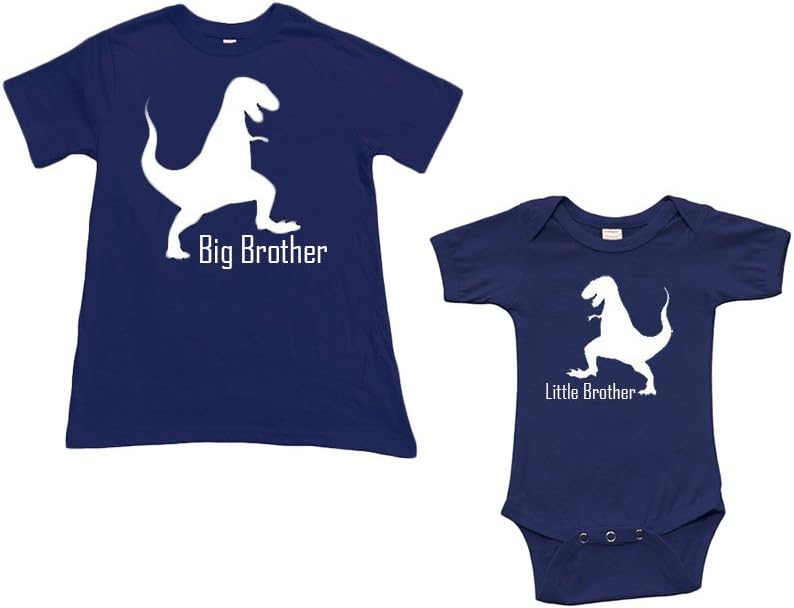 Matching Set -Little Brother/Big Brother(Dinosour)- Short Sleeve Infant Bodysuit & Boys T-Shirt