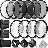 58MM Complete Lens Filter Accessory Kit (UV, CPL, ND4, ND2, ND4, ND8 and Macro Lens Set) for Canon EOS 70D 77D 80D Rebel T7 T7i T6i T6s T6 SL2 SL3 DSLR Cameras
