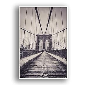 Framed Canvas Wall Art for Living Room, Bedroom Brooklyn Bridge and New York City Canvas Prints for Modern Home Decoration Ready to Hang - 16"x24" inches