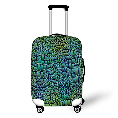 Travel Luggage Cover Suitcase Protector,Abstract,Alligator Skin African Animal Crocodile Reptile Safari Wildlife Vibrant Artwork,Green Blue，for Travel