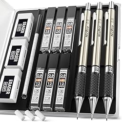 Nicpro 0.9 mm Mechanical Pencil Set with Case, 3PCS