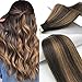 LAB·EH Tape in Hair Extensions Ombre Dark Brown to Chestnut Brown 16 Inch 50g 20pcs Remy Hair Extensions Tape in Real Hair Seamless Skin Weft Tape Hair Extensions