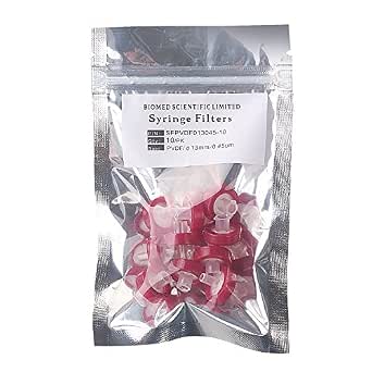 Syringe Filters Pvdf ( Polyvinylidene Fluoride) 13 Mm Diameter 0.45 Um Pore Size Non Sterile Pack Of 10 Pcs … (611040202400)