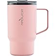 REDUCE Hot1 18 oz Hot1 Stainless Steel Insulated Mug with Temperature Adjusting Lid - Dual-Wall Vacuum, Cupholder Friendly - Keeps Drinks Hot for 6 Hours - Ideal for Coffee, Tea & Other - Pink Salt