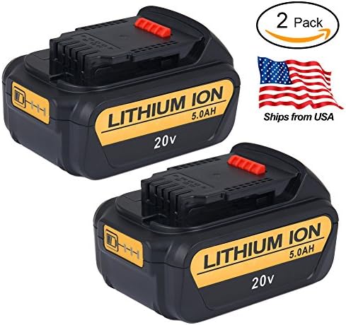 Bingogous DCB205-2 20V Max XR 5.0Ah Lithium Ion Replacement Battery for Dewalt DCB205, DCB205-2, DCB180,DCB204-2,DCB200-2,DCB200 Dewalt DCD/DCF/DCG Series Dewalt 20V Battery 2-Pack