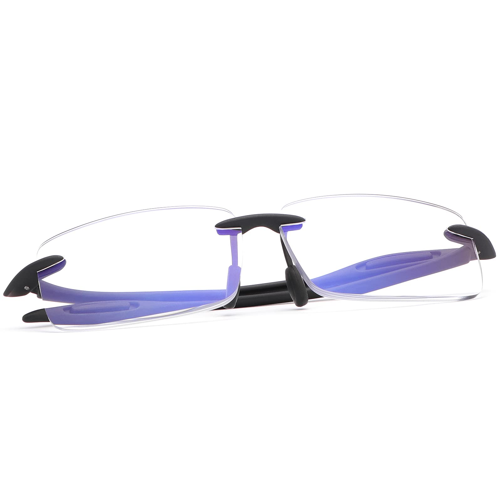 Rimless Reading Glasses Blue Light Blocking Readers for Women and Men Lightweight TR90 Flexible Frame Eyeglasses Anti Headache/Glare/Eye Strain/UV Computer Eyewear Unisex Presbyopic Spectacles 3.0
